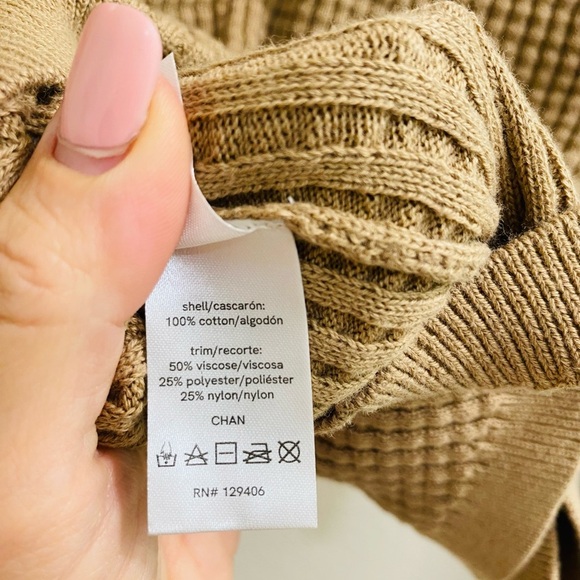 VENUS Tan Sweater with Leopard Print Trim Size Large - Picture 5 of 7